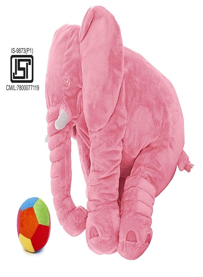 Babify Big Size Fibre Filled Stuffed Animal Elephant Baby Plush Material Hugging Pillow for Toddlers (60 cm, Pink with Ball) - 1 Year Above - Image 2
